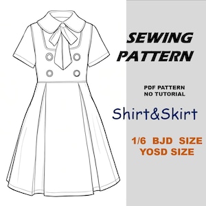 1/6 Bjd Doll sewing patten: shirt skirt dress (PDF pattern)  YOSD Doll