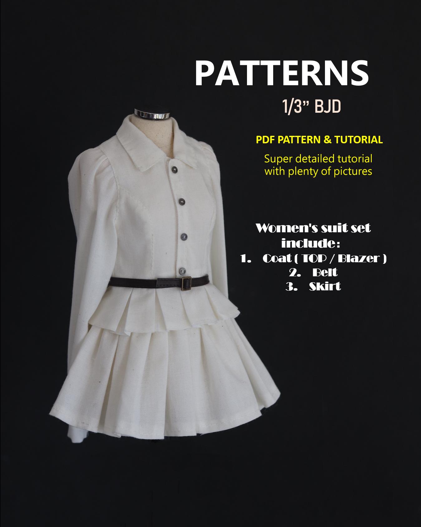 1/3 BJD Doll Sewing Patten: Women's Suit/ Coat / Blazer / Belt /skirt ...