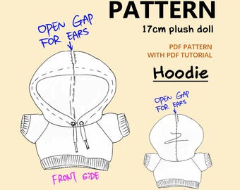Molde para capuz de boneca de pelúcia de 17 cm, Monstro Fofo, La fufu, Brinquedo de Pelúcia Monstro, boneca de 1 libra, Molde de Costura em PDF e tutoriais