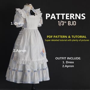 Patrones de costura para muñecas BJD 1/3: Vestido y delantal (patrón y tutorial en PDF)