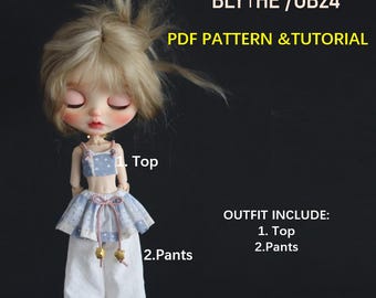 Blythe Doll sewing patten: pants | Top  (PDF pattern & tutorial ) ob24 ob22 Azone