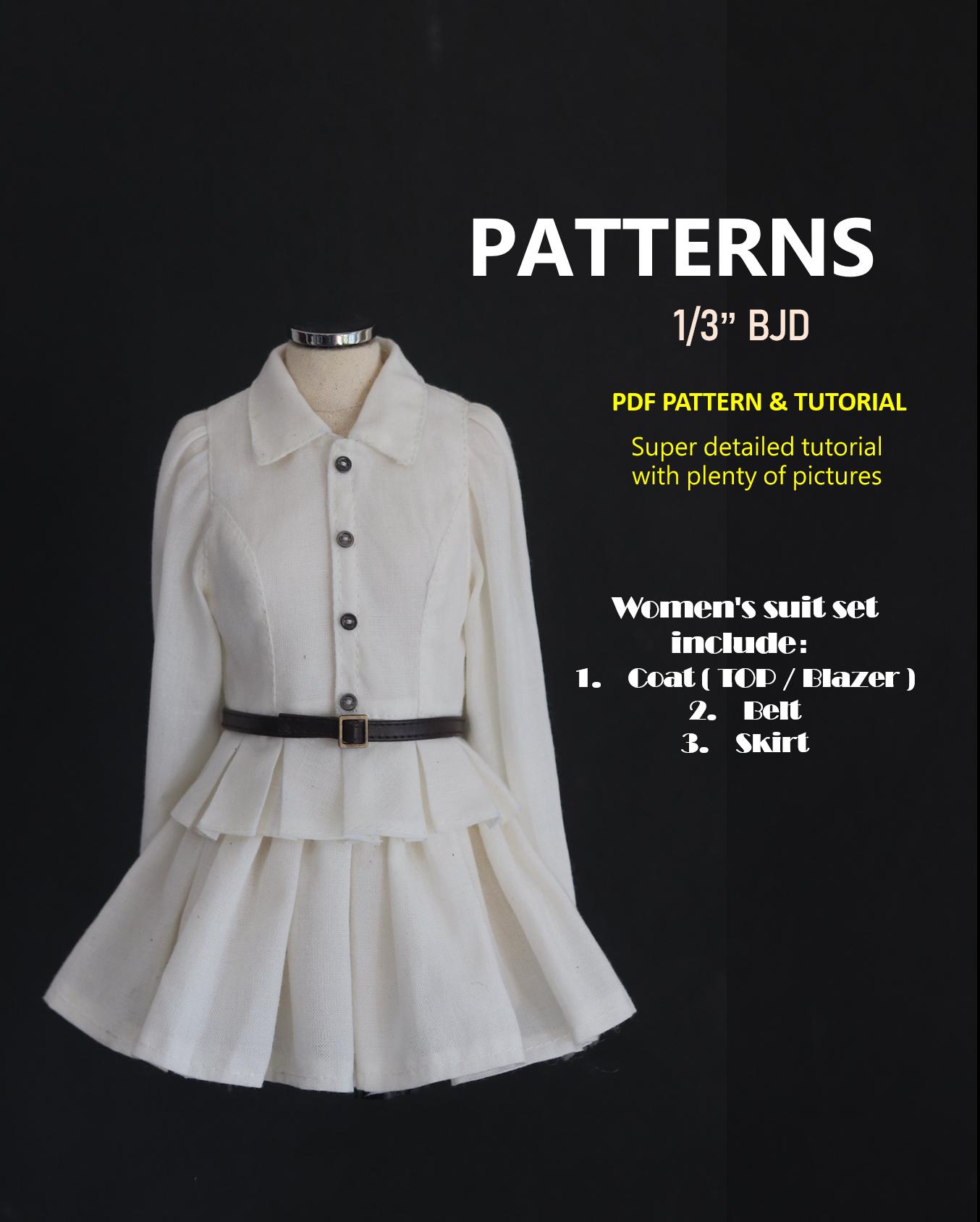 1/3 BJD Doll Sewing Patten: Women's Suit/ Coat / Blazer / Belt /skirt ...