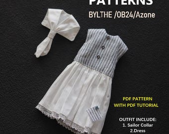 Blythe Doll sewing patten: Dress | Sailor Collar  (PDF pattern & tutorial )ob24 ob22 Azone