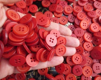 Red Buttons 5/8" Pearl 4 Hole Flat 16mm Lot of 100 Pieces