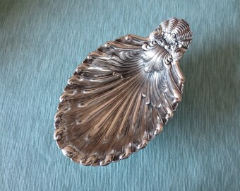 La Concha Silver Plate Oval Dish FB Rogers Shell Candy Serving Footed NOS NIB Coastal Décor