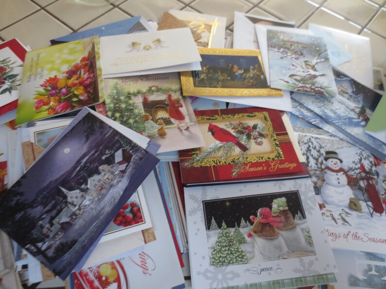 Huge Greeting Cards Lot Christmas Religious Holidays Secular 175 Pcs Scrapbooking Paper Craft Supplies Mix - 