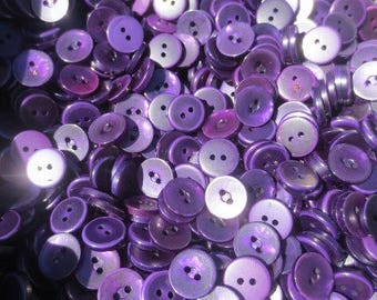 Purple Buttons 5/8" Pearl Plastic 2 Hole Bulk Lot 50 Buttons