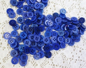 3/8" Blue Buttons Pearlized Bulk Lot 4 Hole 200 pieces Indigo Tonal DIY Crafting Sewing