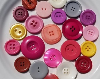 Large Buttons Colorful Lot of 23 pcs Two Hole Four Hole 1" to 1 3/4" Unique Assortment