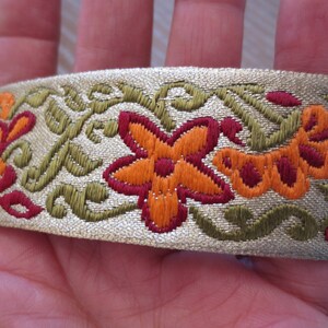 Floral Jacquard Trim Yardage 8 yds Metallic Antique Gold Embroidered Non Stretch Woven