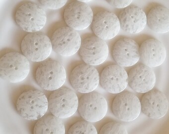 White Buttons 7/8" Two Hole 22mm Flat Back Set of 26 Semi Transparent Speckled