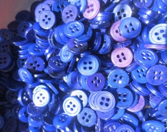 3/8" Blue Buttons Bulk Lot Small 4 Hole Blue Purple BlueBerry 100 Mix Pearlized 9.5mm