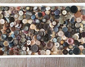 Buttons Lot Tortoise Neutral Vintage Bulk Variety 405 pcs