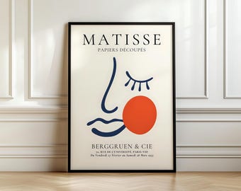 Matisse Inspired Face Poster – Colorful Abstract Line Art