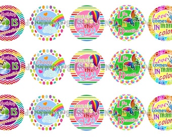 1" Love Comes In Many Colors Bottle Cap Image Sheets Party Favors Cupcake Topper Magnet Stickers Printables Bottlecap Instant Download.