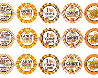 1" Candy Corn Cutie Fall Harvest Bottle Cap Image Sheets Party Favors Cupcake Topper Stickers Printables Bottlecap Instant Download.