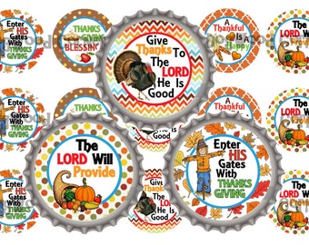 1" Christian Thanksgiving Fall Bottle Cap Image Sheets Party Favors Cupcake Topper Magnet Stickers Printables Bottlecap Instant Download.