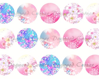 1" Floral Bottle Cap Image Sheets - Party Favors - Cupcake Topper - Bottlecap Necklaces - Magnets - Printable Stickers - Instant Download.