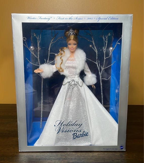 barbie winter dress Vintage Doll in Box/holiday Visions Barbie/winter Fantasy First in the Series/2003 Special Holiday Edition/silhouette See-thru Box Length:43