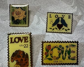 Spille vintage Love USA con francobollo, San Valentino