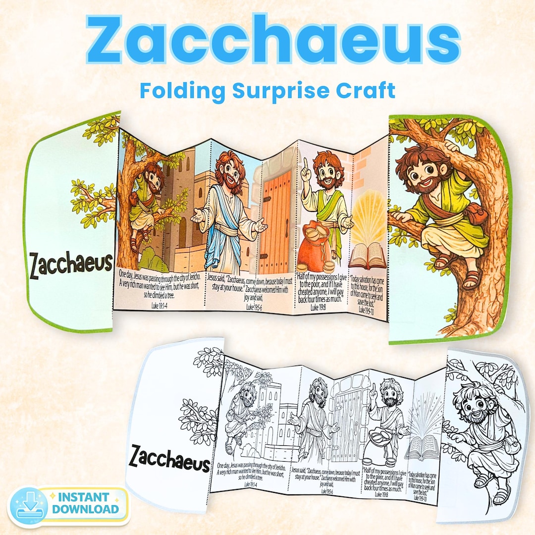 Zacchaeus Bible Craft for Kids | Folding Surprise Printable | Sunday ...