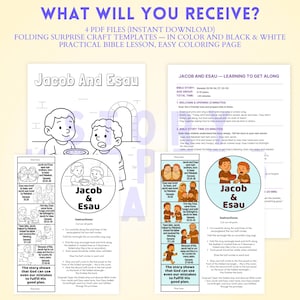 Jacob and Esau Bible Story Craft | Sunday School Lesson & Coloring Page (PDF) image 2
