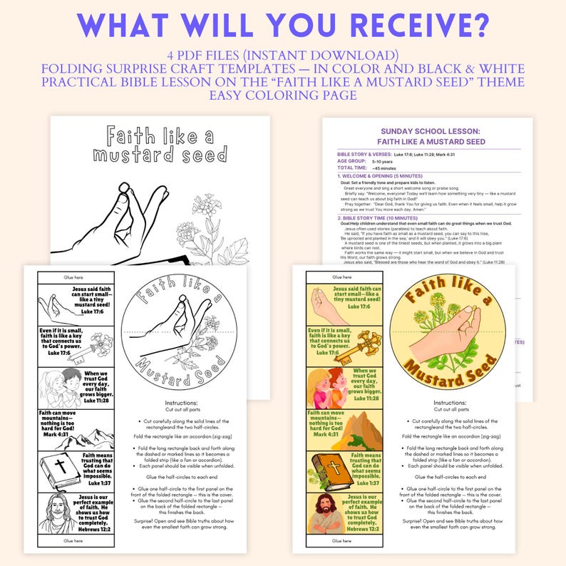Faith Like a Mustard Seed Craft | Printable Sunday School Lesson ...