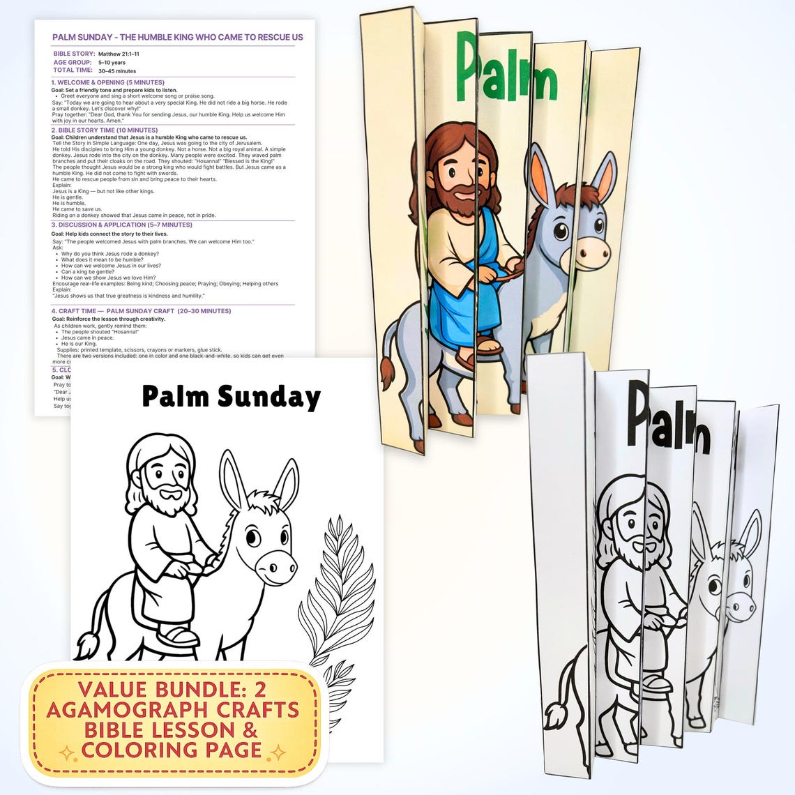 Palm Sunday Bible Craft | Jesus Enters Jerusalem Activity | Holy Week ...