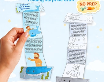 Jonah and the Whale Craft | Folding Surprise Coloring Booklet | Sunday School Lesson PDF
