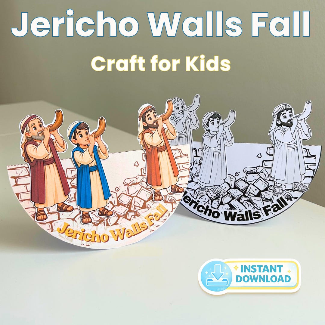 Jericho Walls Fall Craft for Kids | Bible Activity Printable for Sunday