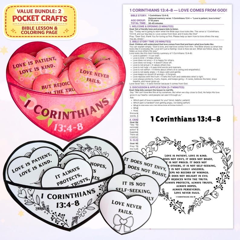 1 Corinthians 13 Love Printable Craft, Sunday School Genesis Lesson and ...