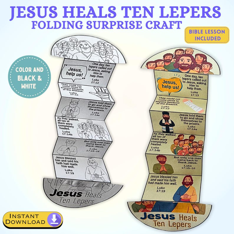 Jesus Heals Ten Lepers Craft Printable Sunday School Lesson (PDF) Etsy