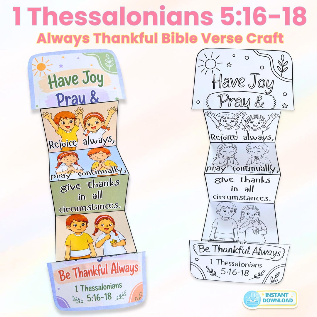 1 Thessalonians 5:16-18 Craft | Rejoice Pray Give Thanks | Bible Verse ...