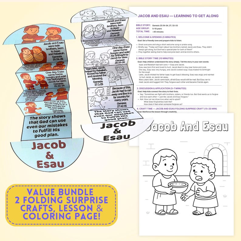 Jacob and Esau Bible Story Craft | Sunday School Lesson & Coloring Page (PDF) image 3