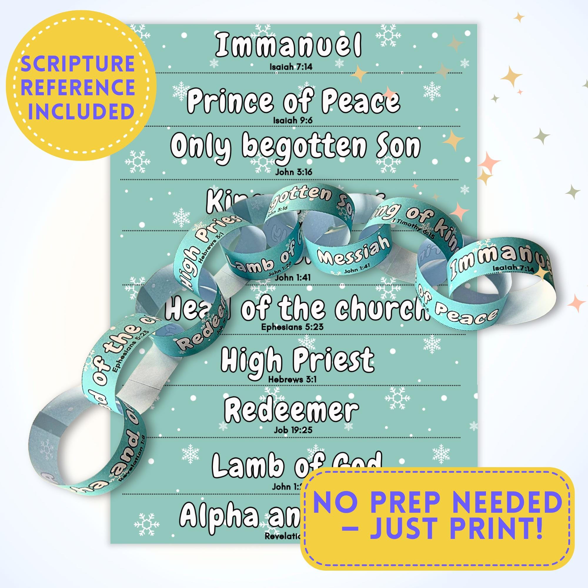 Names of Jesus 3D Paper Chain Garland Craft | Advent Sunday School ...