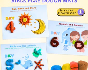 7 Days of Creation Play-Dough Mats | Sunday School Bible Craft (Digital Download)