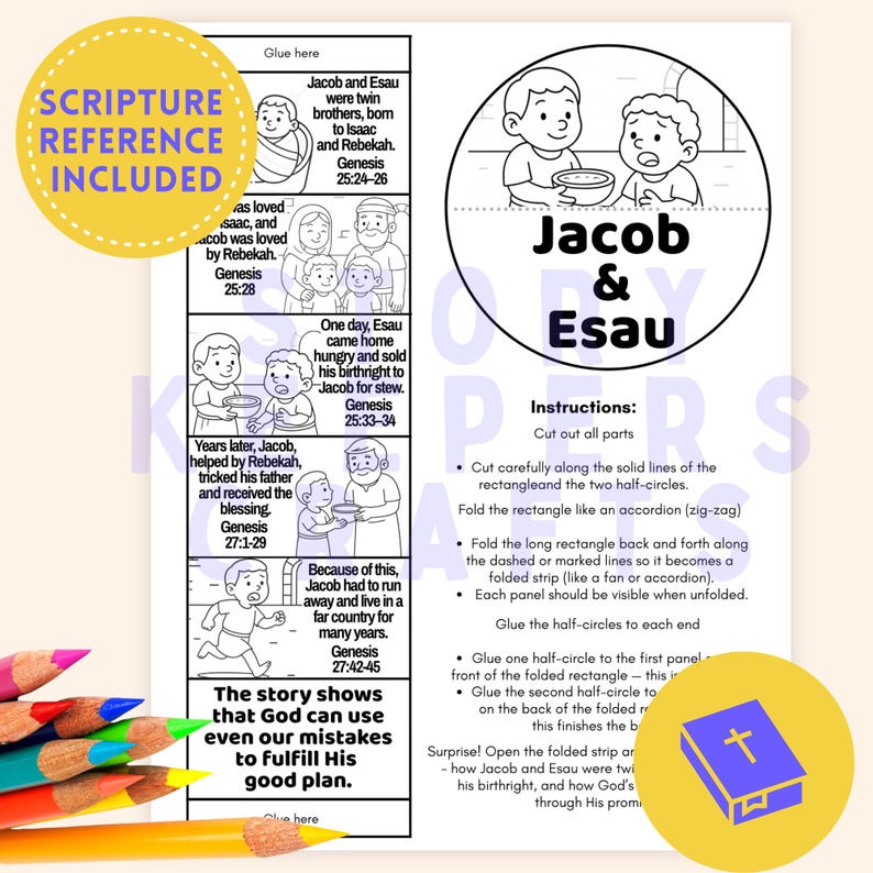 Jacob and Esau Bible Story Craft | Sunday School Lesson & Coloring Page (PDF) image 7