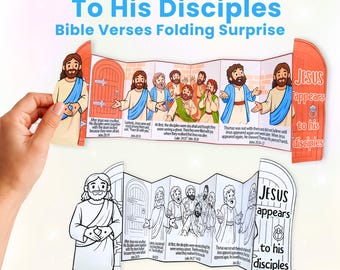 Manualidad de Jesús apareciendo a sus discípulos / Manualidad bíblica de Tomás el incrédulo / Sorpresa plegable imprimible / Actividad para la escuela dominical / Juan 20