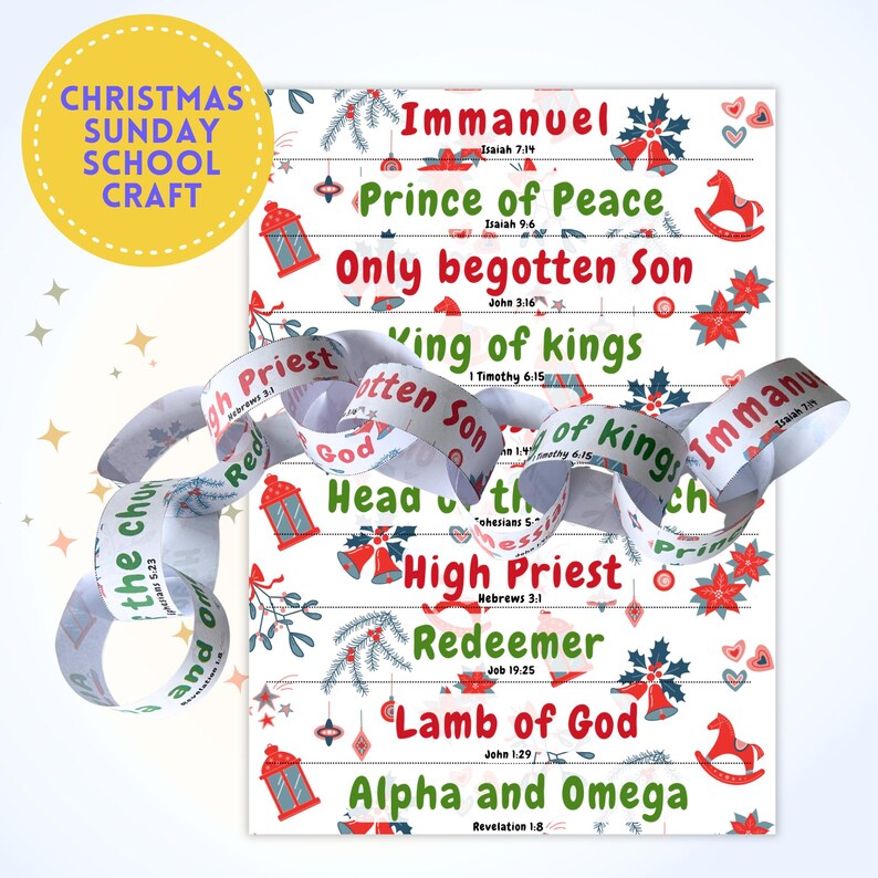 Names of Jesus 3D Paper Chain Garland Craft | Advent Sunday School ...