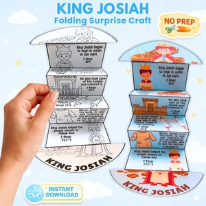King Josiah Folding Surprise Craft | Sunday School Bible Lesson & Coloring Page (PDF)