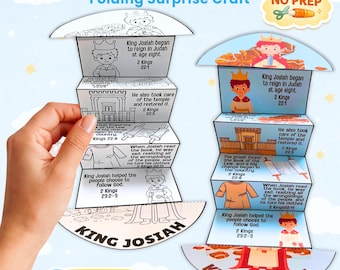 King Josiah Folding Surprise Craft | Sunday School Bible Lesson & Coloring Page (PDF)
