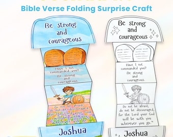 Manualidad bíblica de Josué 1:9 para niños / Sé fuerte y valiente (imprimible) / Actividad cristiana / Lección de escuela dominical / Biblia para la educación en casa