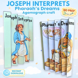 Josef tolkar faraos drömmar | Första Moseboken 41 Bibelns Agamograf | Utskrivbar lektionsplan + målarbild