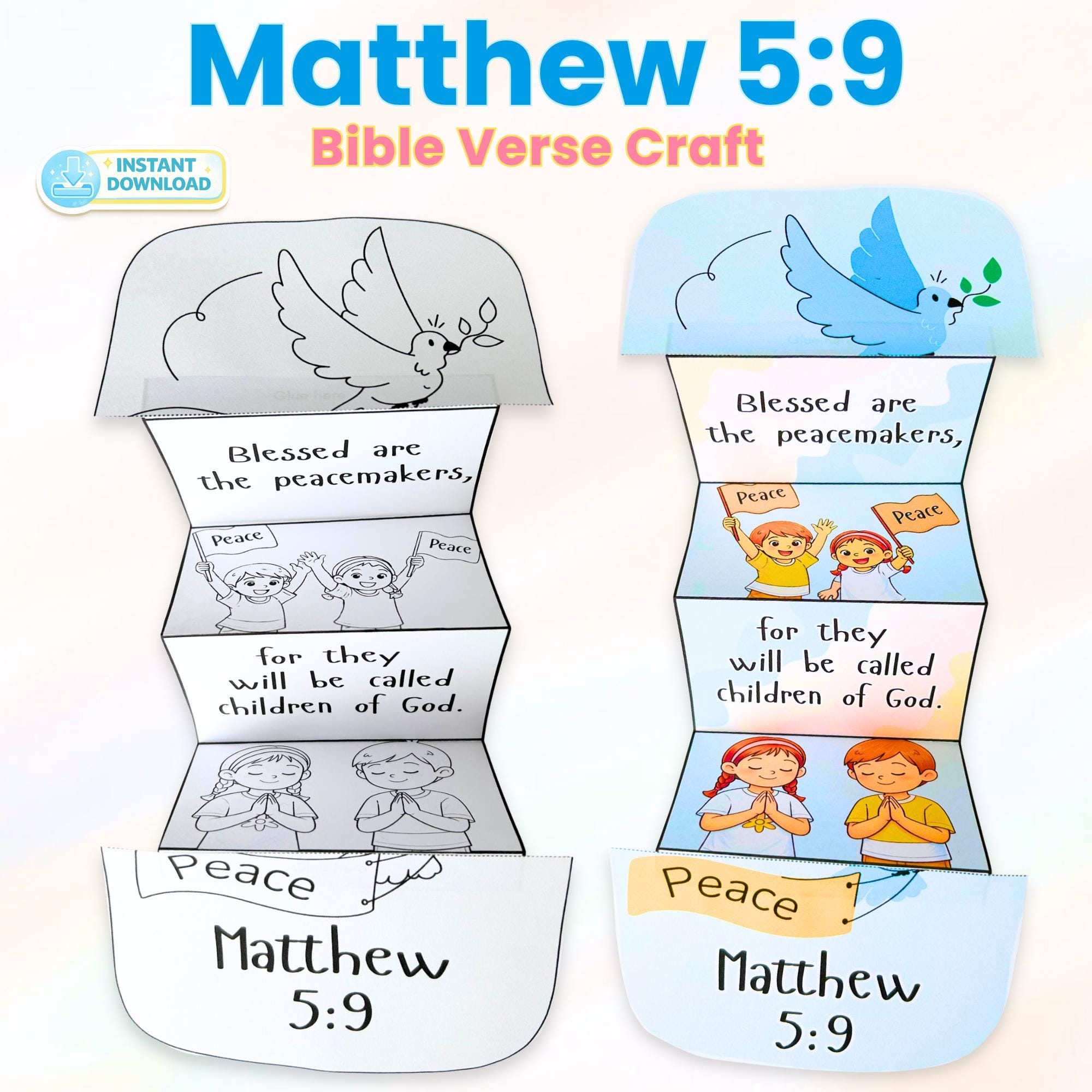 Matthew 5:9 Bible Verse Craft | Blessed Are the Peacemakers Printable ...