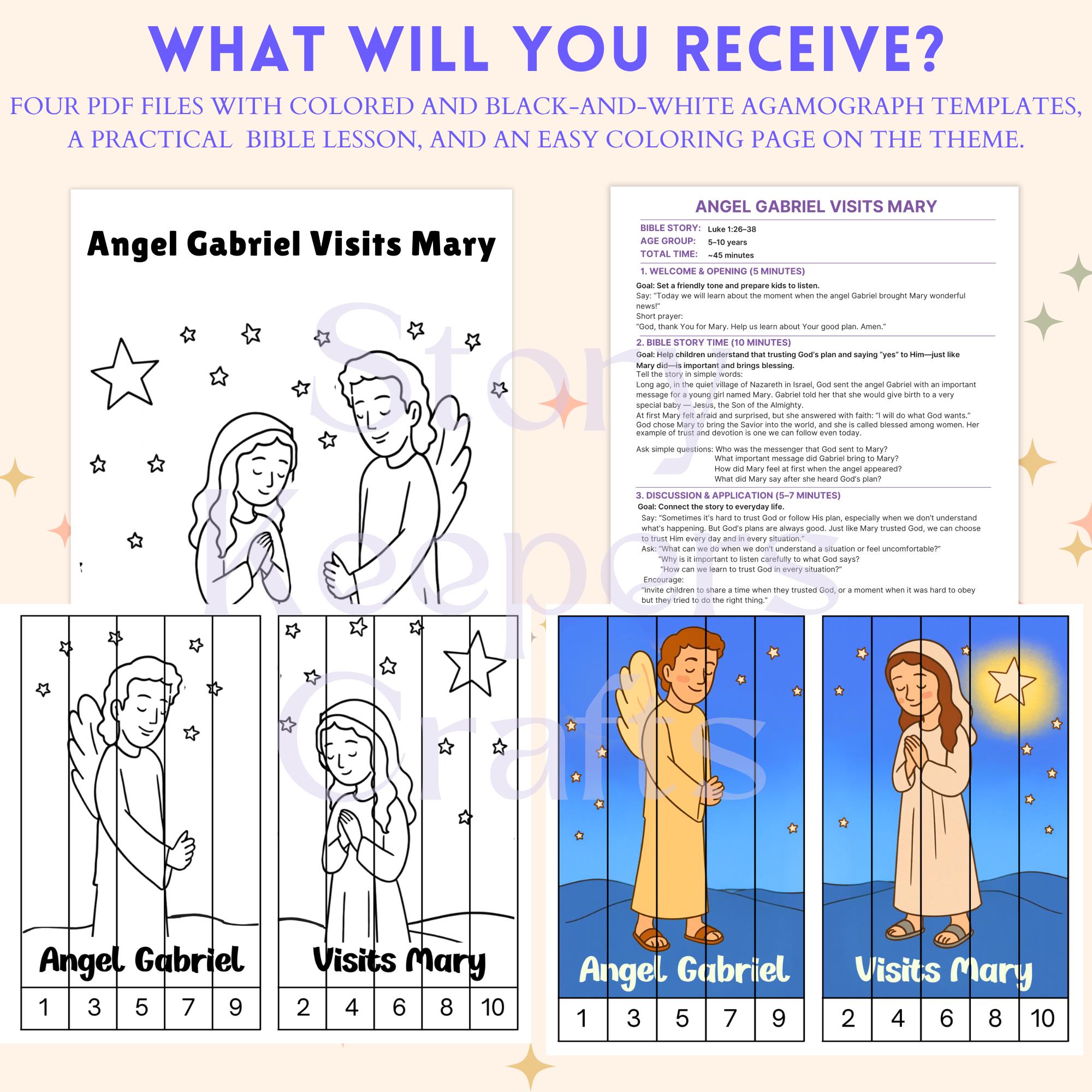 Angel Gabriel Visits Mary Agamograph Craft (PDF) Printable Bible