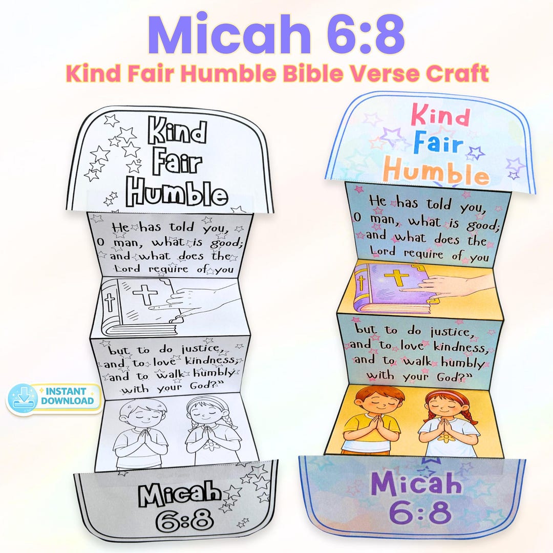 Micah 6:8 Bible Verse Craft for Kids | Act Justly Love Mercy Walk ...