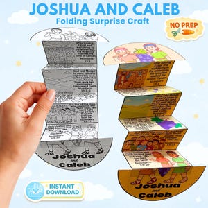 Joshua and Caleb Folding Surprise Craft (PDF) | Printable Bible Coloring Activity & Sunday School Lesson