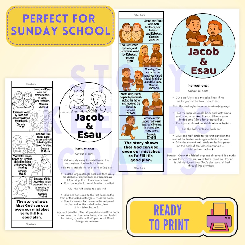 Jacob and Esau Bible Story Craft | Sunday School Lesson & Coloring Page (PDF) image 5