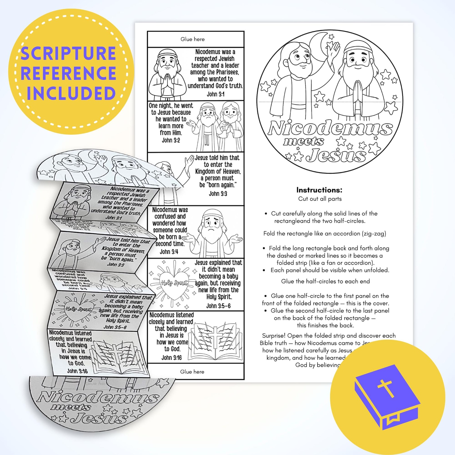 Nicodemus Meets Jesus Craft | Sunday School Bible Lesson & Coloring ...