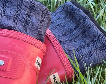 Stövelfoder i antracitgrå fleece: Stickad mudd, Varma vinterstrumpor